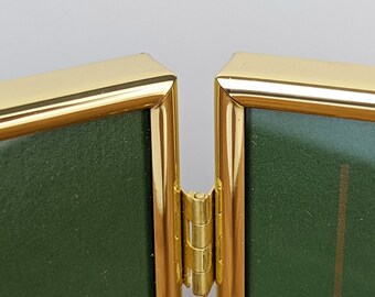 Solid Brass Hinged Double Folding Picture Frame for 4x6 Photographs