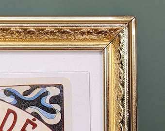 Vintage Gold Tone 5x7 Photo Frame, Art Nouveau Floral Embossed Metal