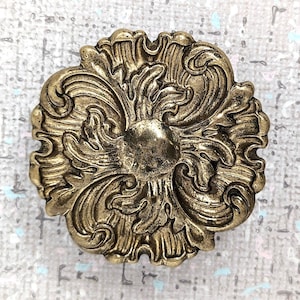 Ornate Large Round Brass Drawer Knobs, Baroque, Gothic, Victorian, Cabinet Pull,