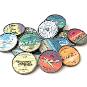 Vintage Jell-O Hostess Airplane Coins Airliners Gray Chips You Pick 1960s Aviation History Advertising Collectible