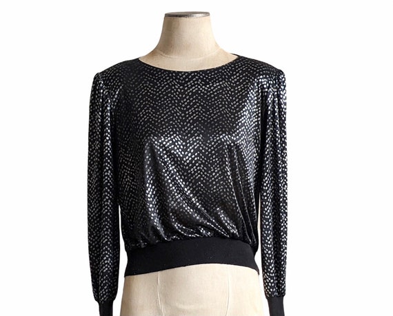 Buy Vintage Judy Bond Punk Glam Black and Silver Top With Jersey 