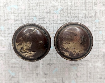 Vintage Round Dark Bronze Tone Brass Drawer Knobs,  1.125", Round Cabinet Pulls