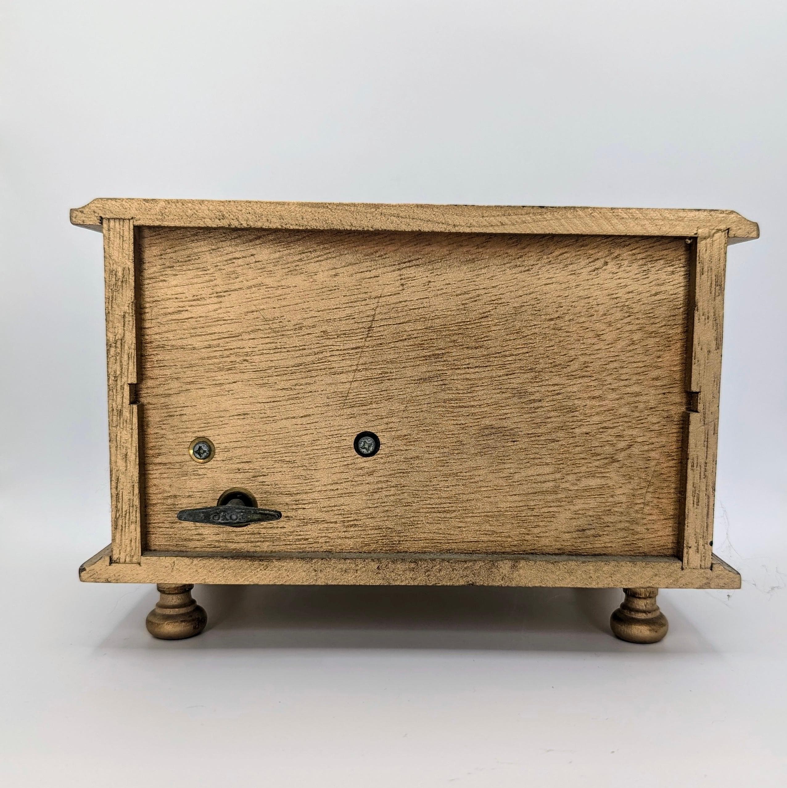 Vintage Royal Sealy Japan Music Box, Floral Wood Jewelry Curio Box