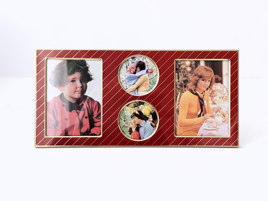 Vintage 80s Multi-window Collage Picture Frame/ Slim Metal Profile ...