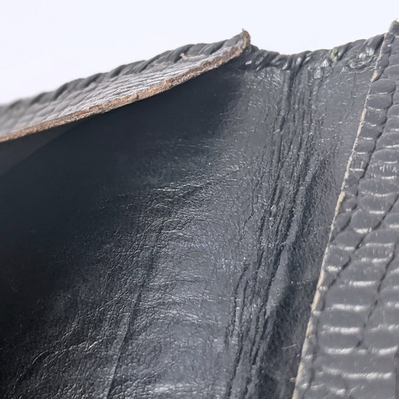 Minimalist Handmade Black Leather Fold Over Walle… - image 9