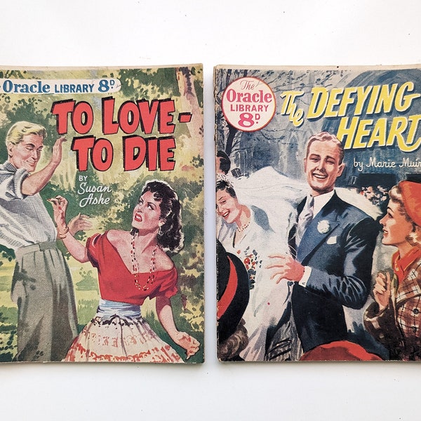 Romans d'amour de la bibliothèque Oracle des années 1950, lot de 2 romans d'amour Pulp, n° 76 et n° 110