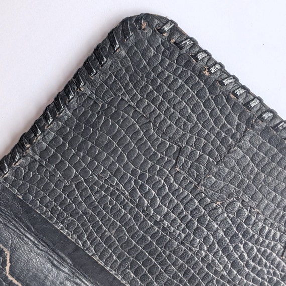 Minimalist Handmade Black Leather Fold Over Walle… - image 7