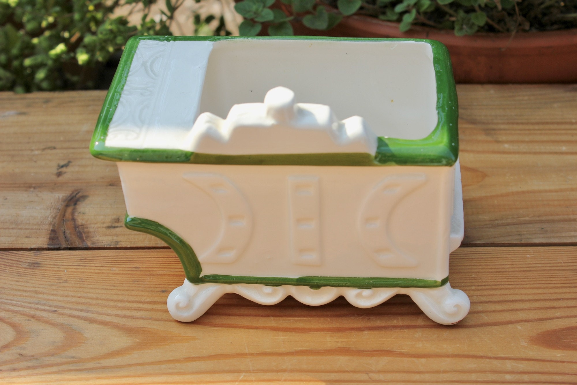 Vintage Relpo Ceramic White and Floral Antique Stove Planter Etsy