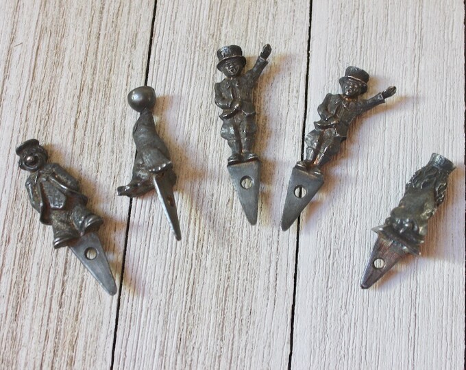 5 Pewter Circus Themed Birthday Cake Candle Holders Etsy