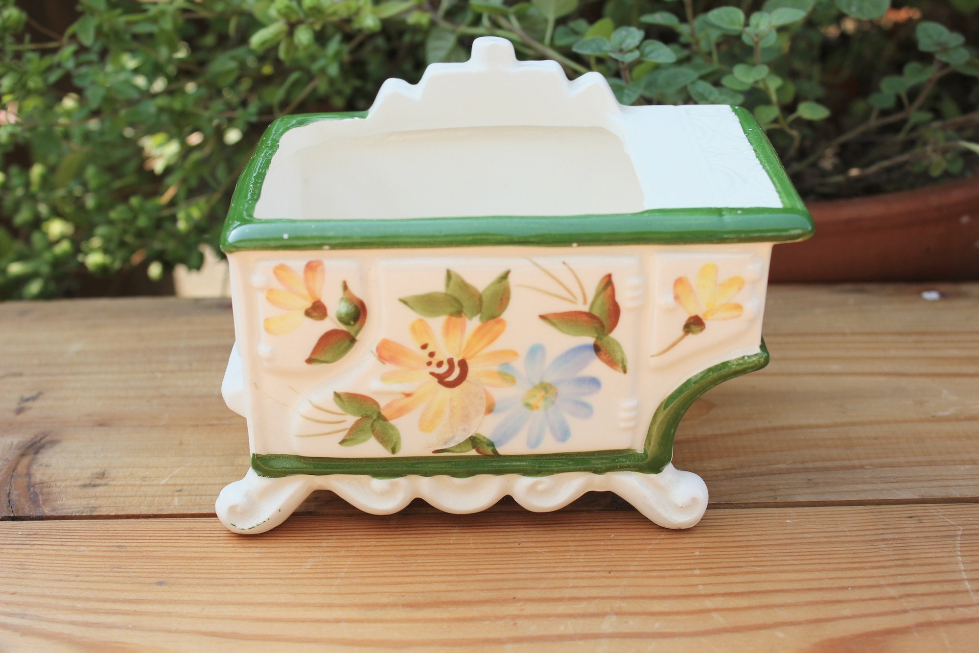 Vintage Relpo Ceramic White and Floral Antique Stove Planter Etsy