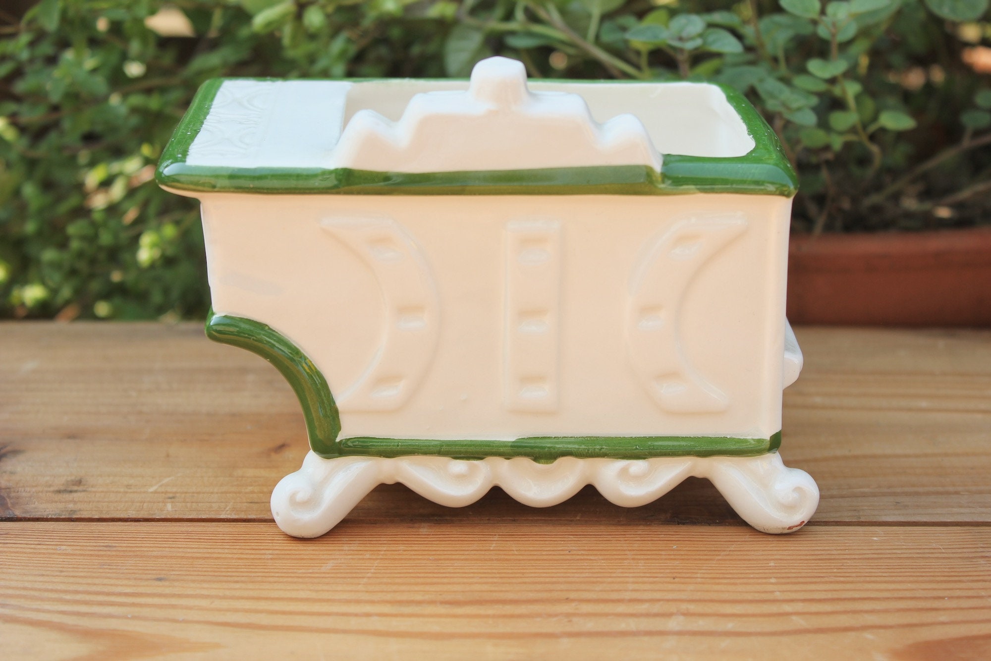 Vintage Relpo Ceramic White and Floral Antique Stove Planter Etsy