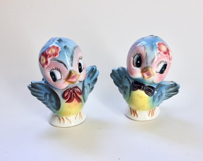 Lefton Bluebird Salt and Pepper Shakers Vintage Signed Etsy