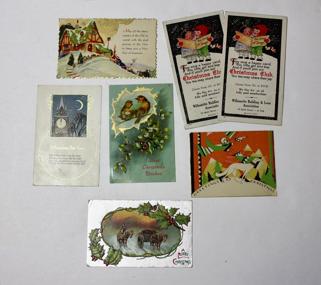 Assortment of Vintage Holiday Themed Post Cards/ Bank Ad - Etsy