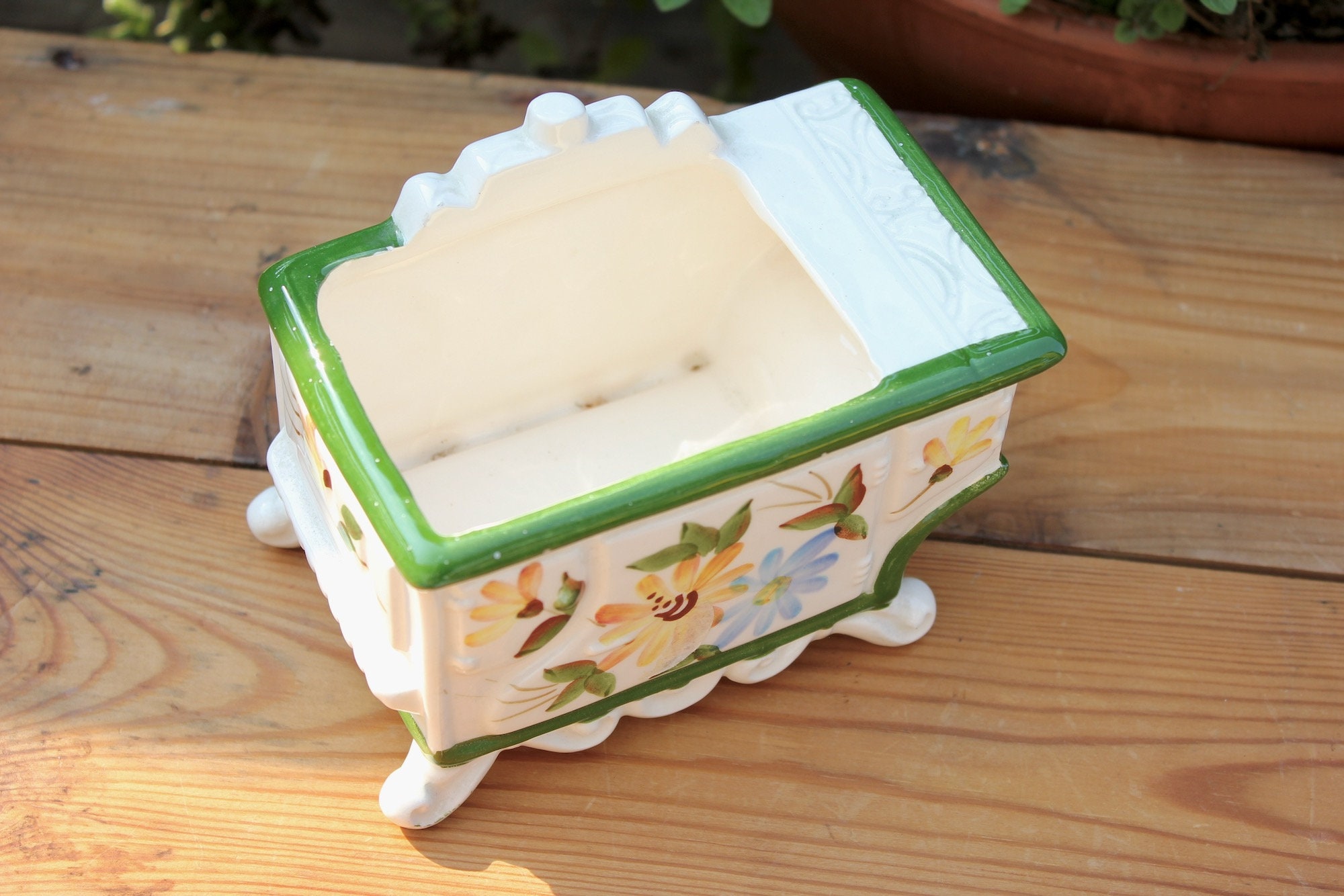 Vintage Relpo Ceramic White and Floral Antique Stove Planter Etsy