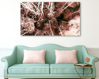 Tree Canopy Photo, Pink Photography, Dreamy Landscape, Forest Photo, Infrared Photography, Limited Edition Photography, Giclee Print, Canvas