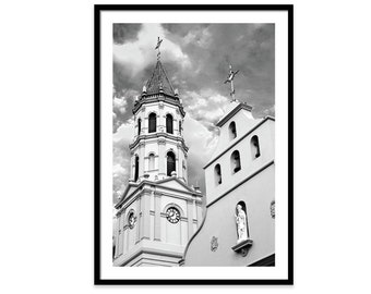 Cathedral Photograph, Black and White, Cathedral, Spanish Architecture, Church Photography, Travel Photo, Basilica, St Augustine, Christian