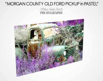 Truck Photograph, Vintage Automobile, Ford Pickup Truck, Old Rusted Truck, Antique Truck, Rustic Truck, Pastel Truck, Gift for Car Lovers