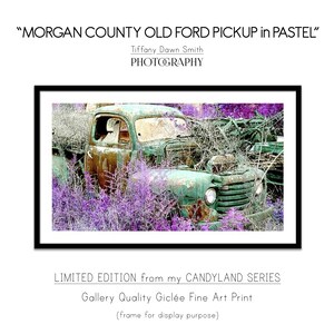 Pickup Truck, Pastel Truck, Vintage Truck, Abandoned Truck, Ford Truck Print, Purple Mint green, rusted pickup, junkyard Car, Truck for Girl