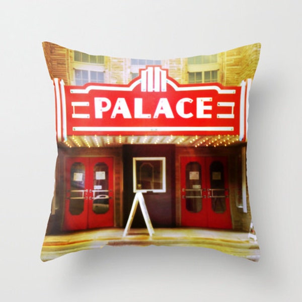 Theater Pillow Cover, The Palace Theater, Theater Decor, movie decor, old cinemas, marquee sign, movie lover, film geek, actor gift, Palace