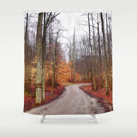 Photo Shower Curtain, Orange Bathroom, Forest Shower, Rustic Shower, Rustic Bathroom, Woodlands shower, Fall Shower Curtain, Autumn Shower