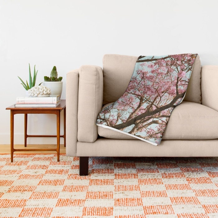 Cherry Blossom Blanket Cherry Blossom Throw Blanket Pink Etsy