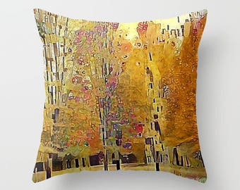 Klimt Trees Pillow, Gold Pillow, Yellow Pillow, Tree Pillow Cover, Modern Pillow, Contemporary Pillow, Fall Pillow, Autumn Pillow, Cushion