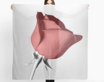 Red Rose Scarf, Red and Black Scarf, Flower Scarf, Rosebud Scarf, Red Rose Wrap, Red Rose Shawl, Photography Scarf, Art Scarf, Wearable Art