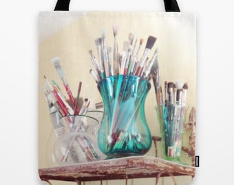 Artist Tote Bag, Artist Tote, Painters Tote, Art Bag, Paintbrush Tote, Art Lovers, Artist Gift, Painters Gift, Artists Tote bag, Creative