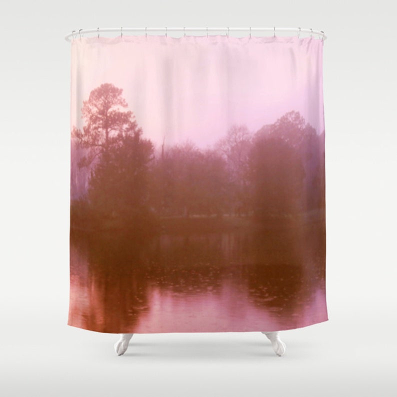 Pink Landscape Pink Shower Curtain Pink Bathroom Decor Pink Etsy