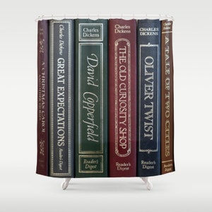 Dickens Shower Curtain, Book shower curtain, Book Lover, Book Gift, Writer Gift, Author, Charles Dickens, Great Expectations, Books Decor