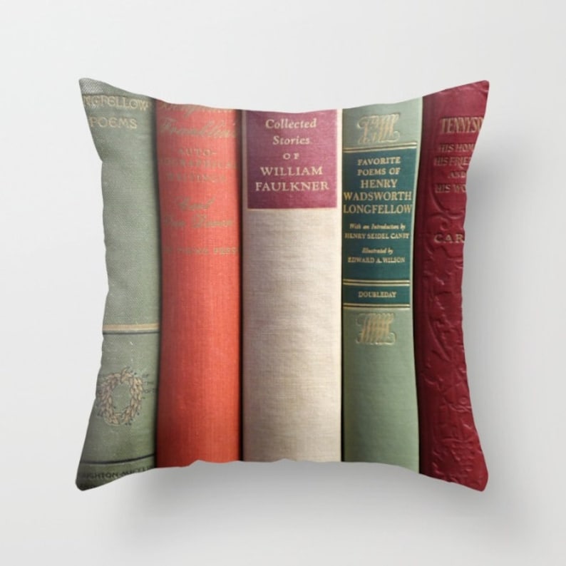 Books Pillow Cover Old Books Poetry Pillow Library Pillow Etsy