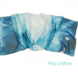 Cherry Blossom Scarf, Mint Blue Scarf, Pink Scarf, Tree Scarf, Spring Scarf, Cherry Blossom Wrap, pink and blue scarf, wearable art, vegan image 5