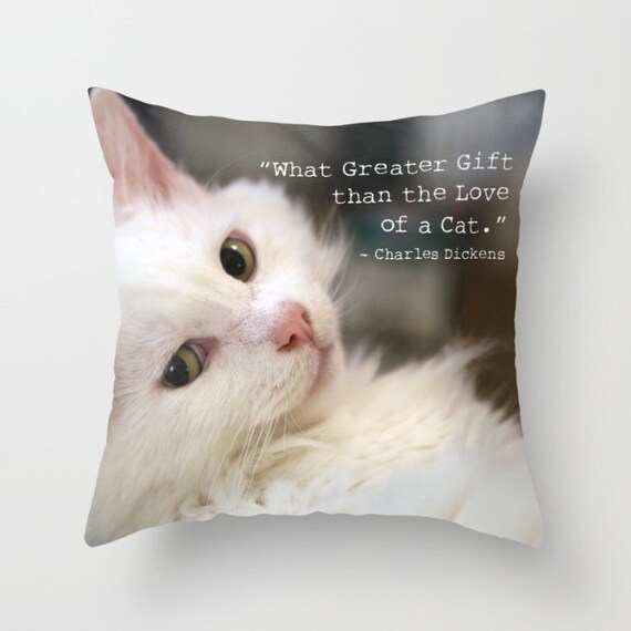 Cat Pillow Cat Throw Pillow Cat Lover Pillow White Cat Etsy