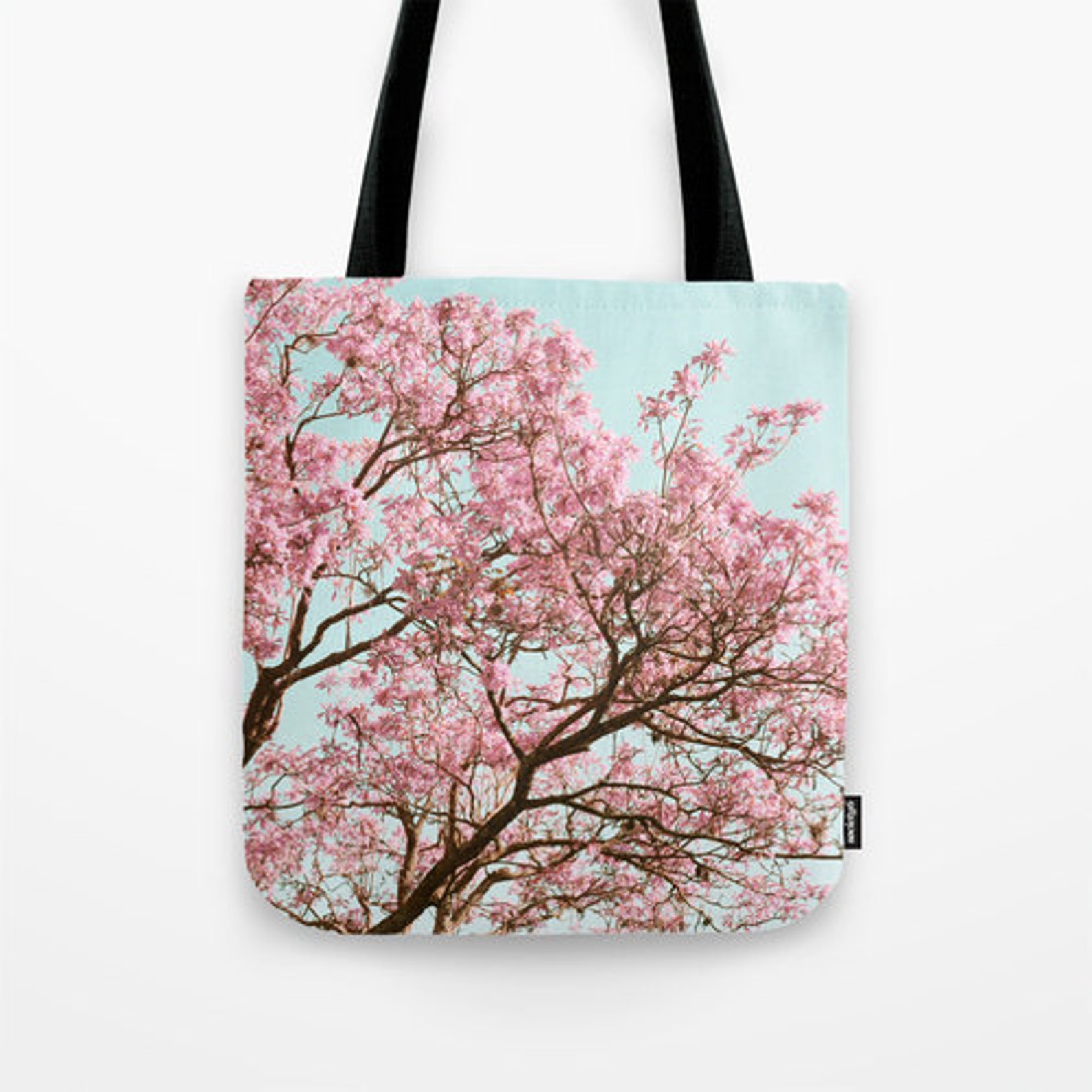 Cherry Blossom Tote Cherry Blossom Bag Mint Blue Tote Pink - Etsy