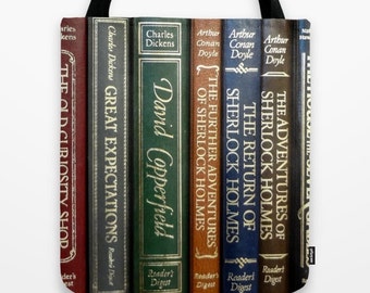 Antique Books Tote, Book Lovers Tote, Writers Tote bag, Old Books Tote, Literature Tote, Book Tote, Library, Dickens Tote, Sherlock Holmes
