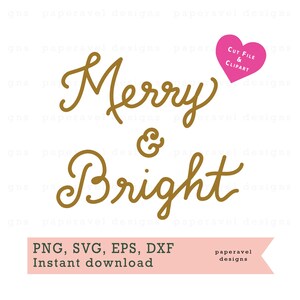 Merry And Bright Svg, Christmas Clipart, Christmas Cut Files, Winter Png, Christmas Cricut, Silhouette File, Christmas, Svg Dxf Png Jpg Pdf