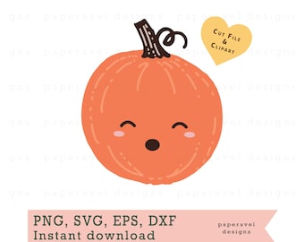 Cute Pumpkin Svg, Kawaii Halloween Png, Pumpkin Clipart, Fall Designs, Fall Svg, Cricut Halloween Png, Svg Dxf Png Jpg Pdf, Silhouette File