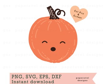 Cute Pumpkin Svg, Kawaii Halloween Clipart, Cute Halloween Png, Autumn Clipart, Cricut Halloween Png, Svg Dxf Png Jpg Pdf, Silhouette File