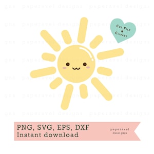 Smiling Sun Png, Sun Design Png, Silhouette File, Sunshine Clipart, Cricut Design, Summer Images Png, Shine Svg, Sun Icon, Happy Sun Clipart