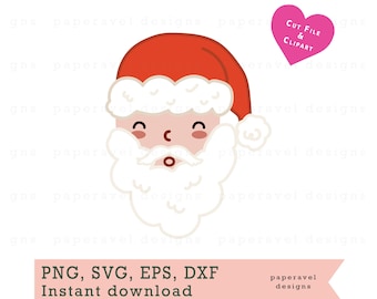 Père Noël Png, Svg mignon père Noël, Père Noël Png, Fichiers de découpe Noël, Cricut Noël, Silhouette Noël, Noël, Svg Dxf Png Jpg Pdf