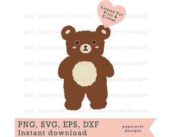 Ours en peluche Svg, Clipart, ours en peluche coupe fichiers, mignon petit ours fichier coupe Svg et Clip Art, téléchargement immédiat