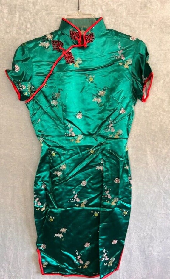 VTG 60s Peony brand Cheongsam Satin Asian Brocade 