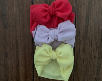 Pink Baby Bow Headband Set, Big Bows, Yellow, Pink, Lilac