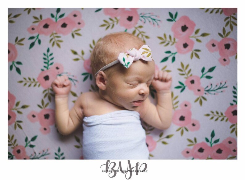 Newborn Swaddle Blanket and Headband Set Pink Floral Swaddles Etsy