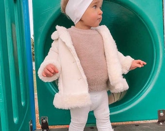 White Pom Headband, Faux Fur Baby Poms