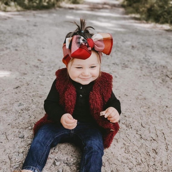 Plaid baby bow best sale headband