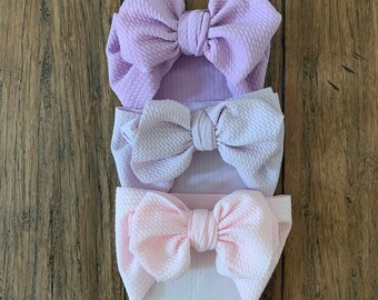 Big Bow Headband Set, Pastel Baby Girl Bows, Newborn Headbands