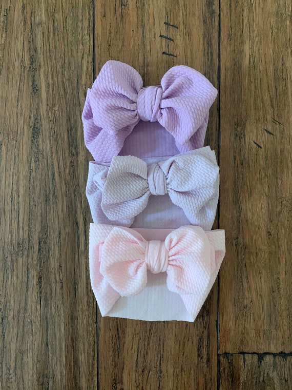 Big Bow Headband Set, Pastel Baby Girl Bows, Newborn Headbands