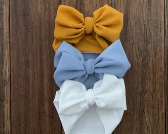 Mustard Bow Headband Set, Baby Girl Bows, Newborn Headbands, Large Head Wrap