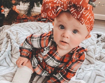 Santa Christmas Bow Headband, Newborn Bows Head Wrap, Baby Girl